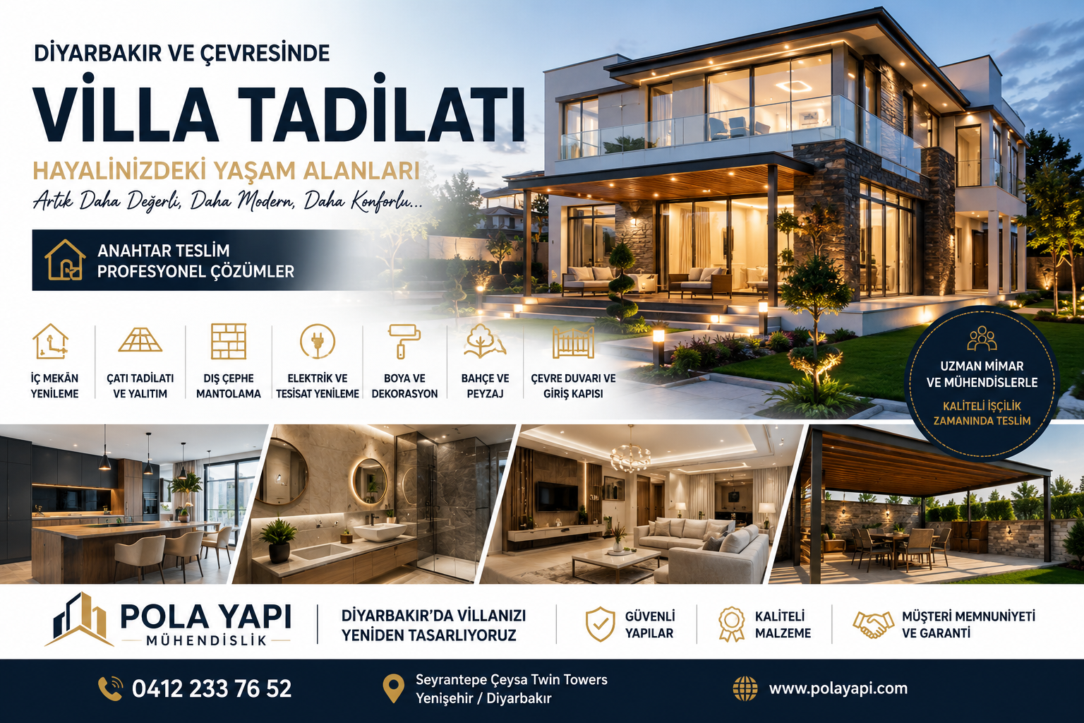 Diyarbakır Villa Tadilatı | Anahtar Teslim Villa Yenileme 